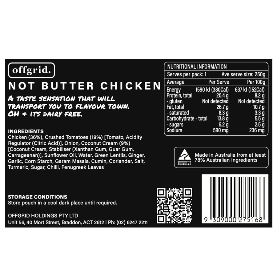 OFFGRID PROVISIONS Not Butter Chicken - Heat & Eat Meal Gear Australia by G8