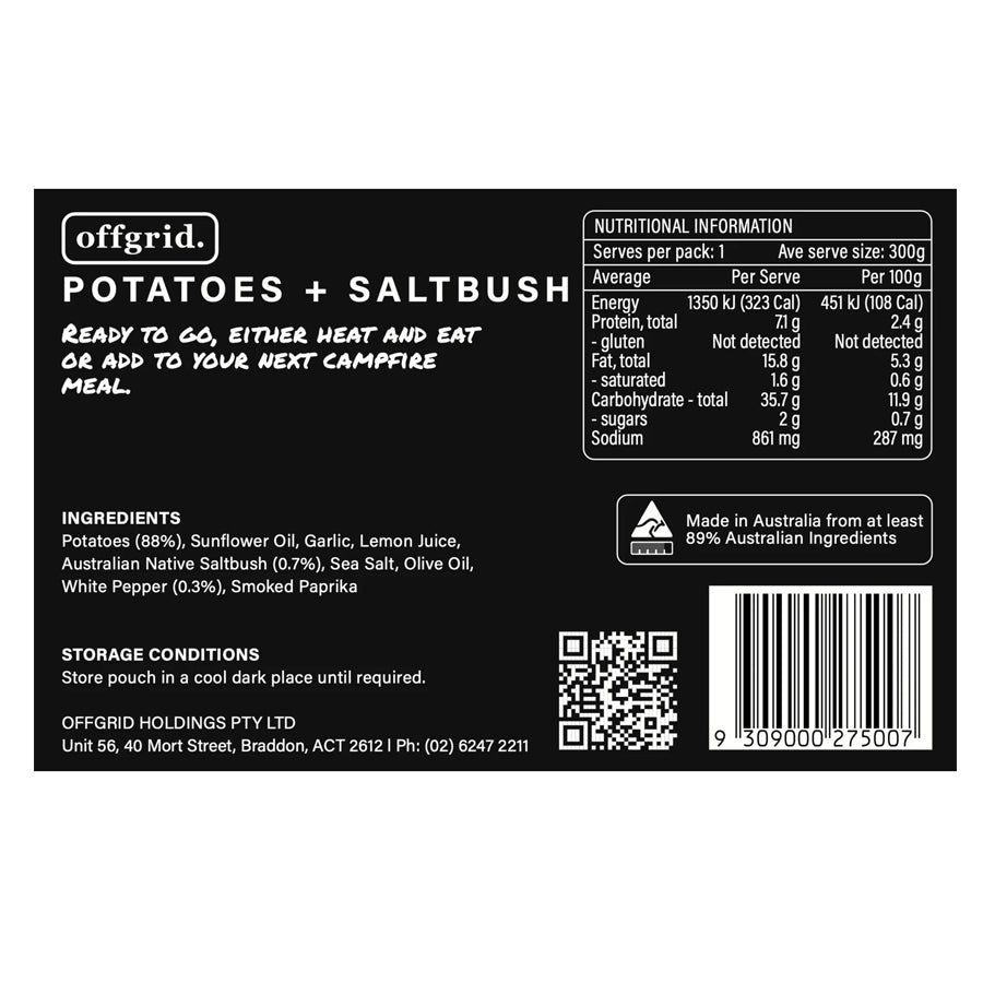 OFFGRID PROVISIONS Saltbush Potatoes - Heat & Eat Meal
