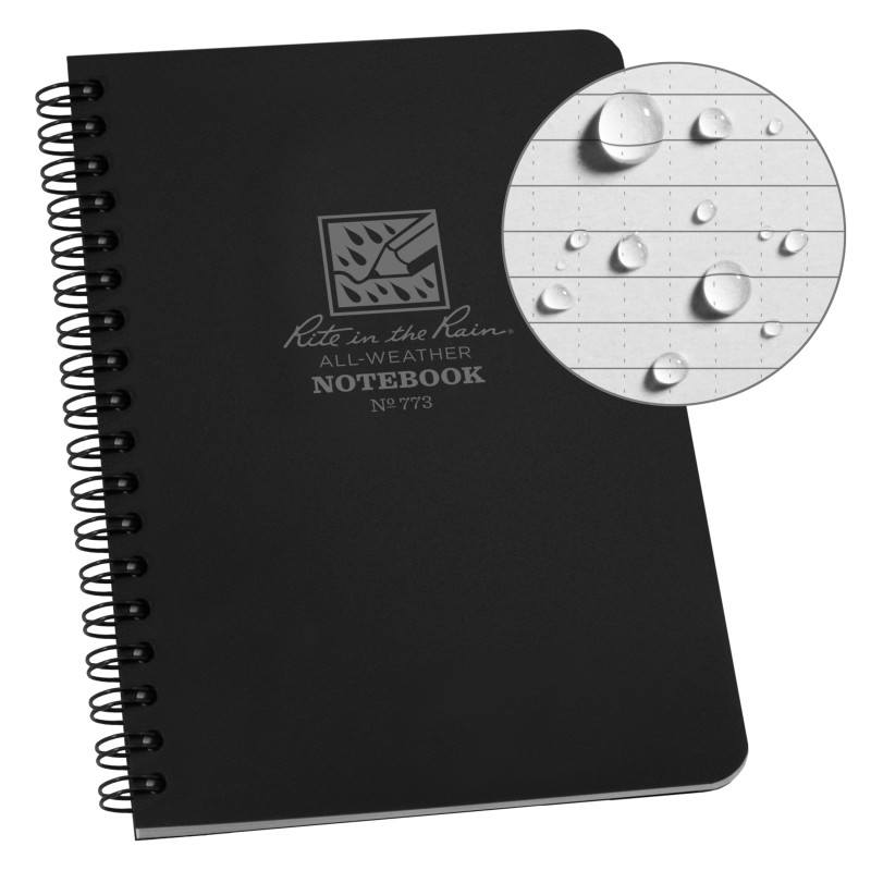 Rite in the Rain No773 Side Spiral Notebook Universal Black Gear Australia by G8