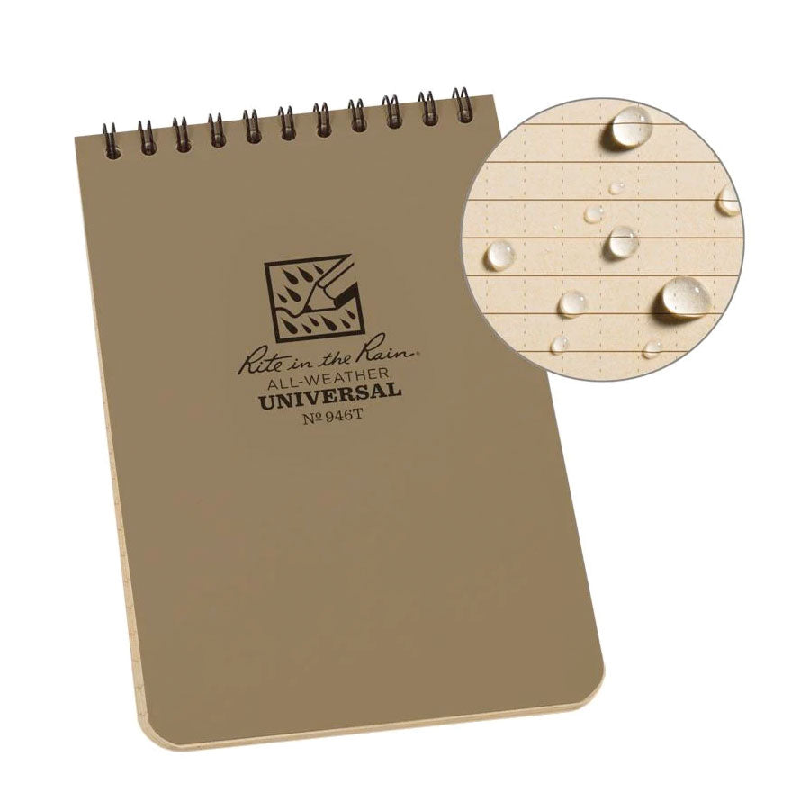 Rite in the Rain No946T Top Spiral 4x6 Notebook Universal Tan Gear Australia by G8