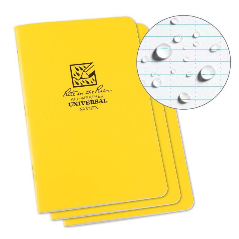 Rite in the Rain No.371FX Stapled Notebook Universal Yellow Pack of 3 Gear Australia by G8