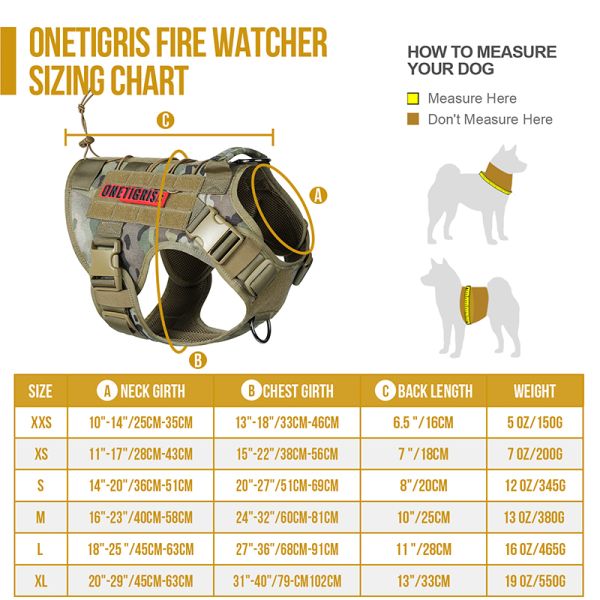 ONETIGRIS FIRE WATCHER Dog Harness 2.0 - Multicam